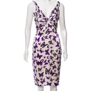 Vintage Versace White and Purple Butterfly Dress